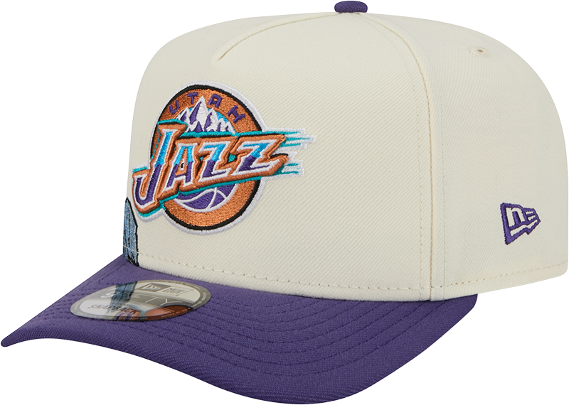 Utah Jazz 1979-1996 Hardwood Classics Chrome White 9FIFTY A-Frame Snapback Hat