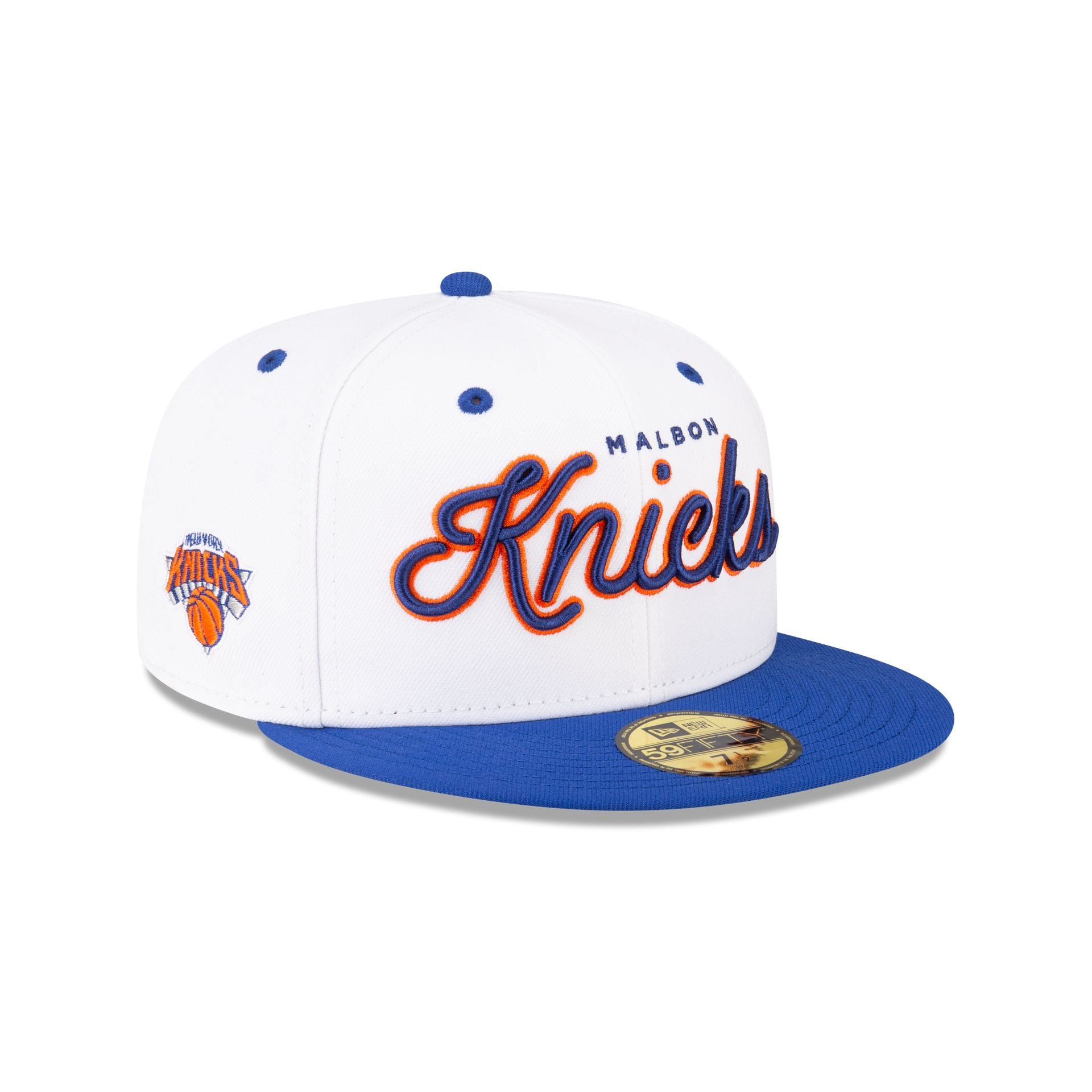 Malbon x New York Knicks White 59FIFTY Fitted Hat - Nextgenmallstore