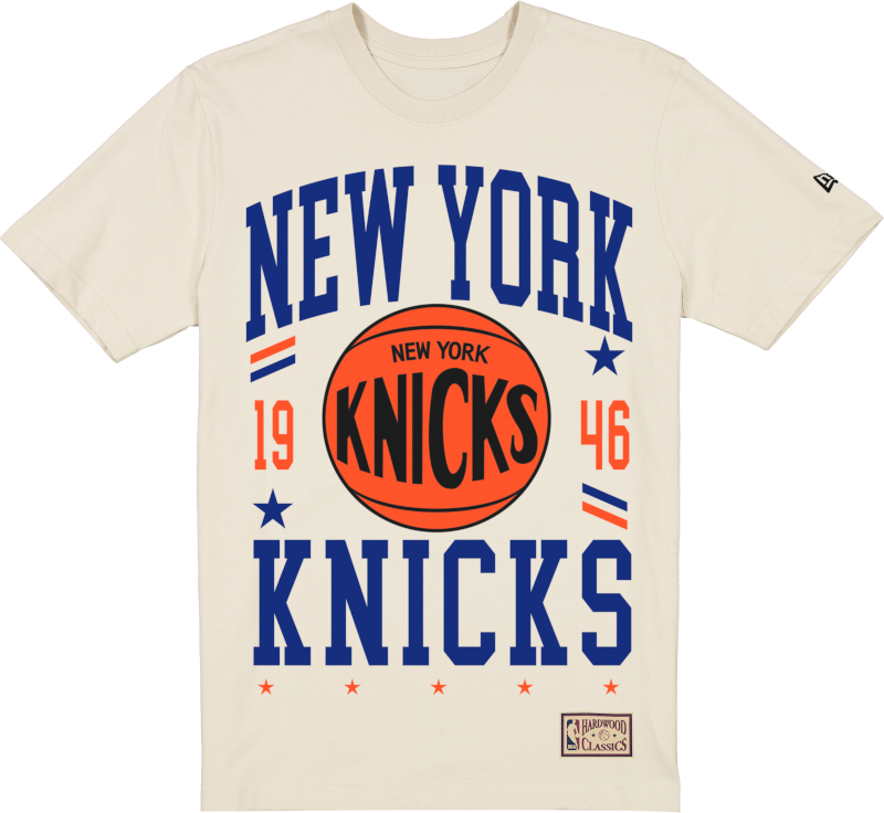 New York Knicks 1946-1963 Hardwood Classics Chrome White T-Shirt