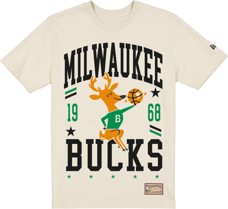 Milwaukee Bucks 1968-1992 Hardwood Classics Chrome White T-Shirt