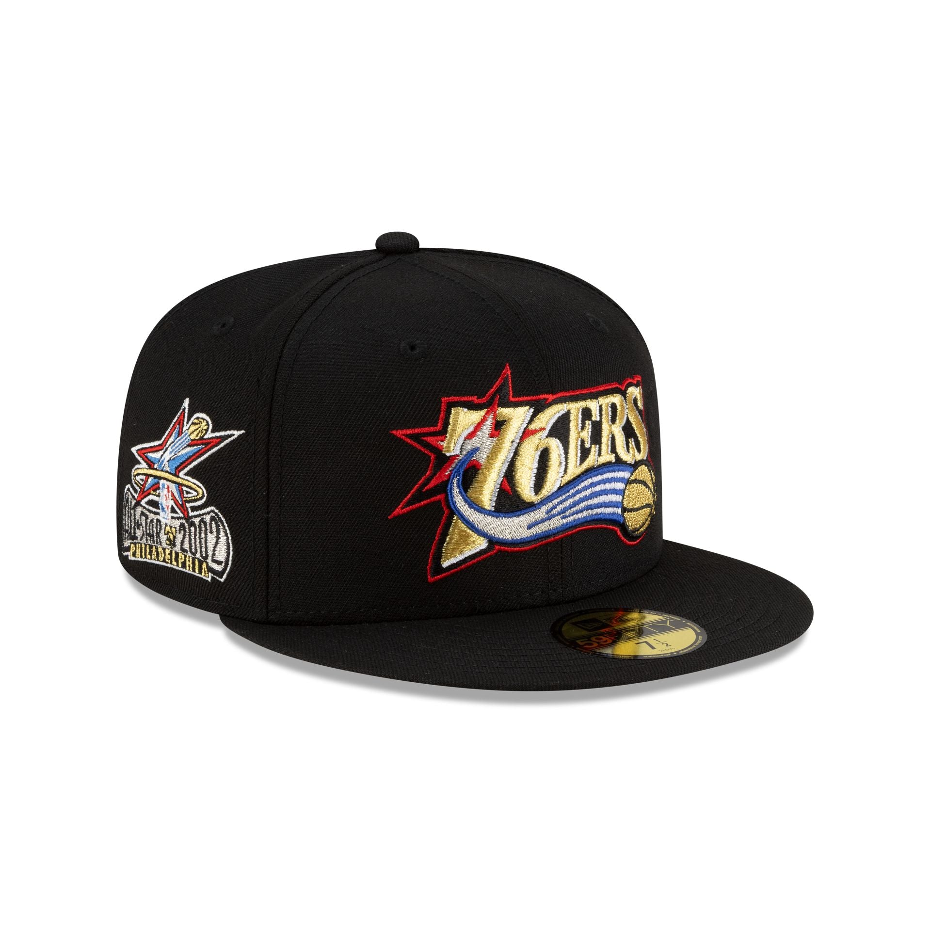 Philadelphia 76ers 1963-1976 Hardwood Classics Poly Black 59FIFTY Fitted Hat - Nextgenmallstore