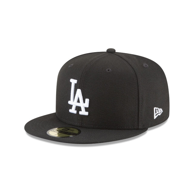 Los Angeles Dodgers Black and White Basic 59FIFTY Fitted Hat - Nextgenmallstore